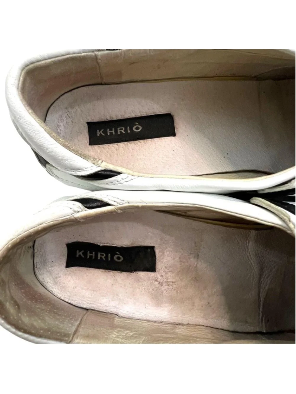 Vintage Khrio White Leather Square Toe Elastic Loafers Flats 38 US 7.5